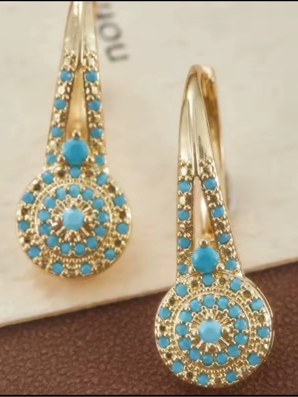 Anthropologie Gold and Turquoise Drop Earrings - Women Jewelry NWOT